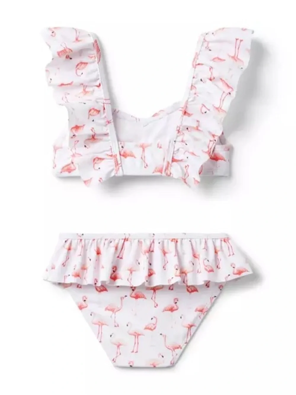 Janie and Jack White Bikini Set with Pink Flamingo Print